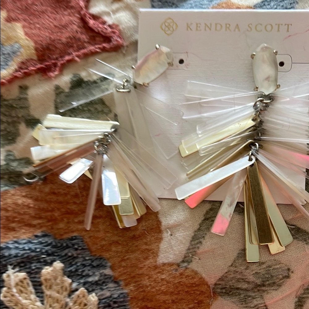 Kendra Scott Gold and White Statement Earrings